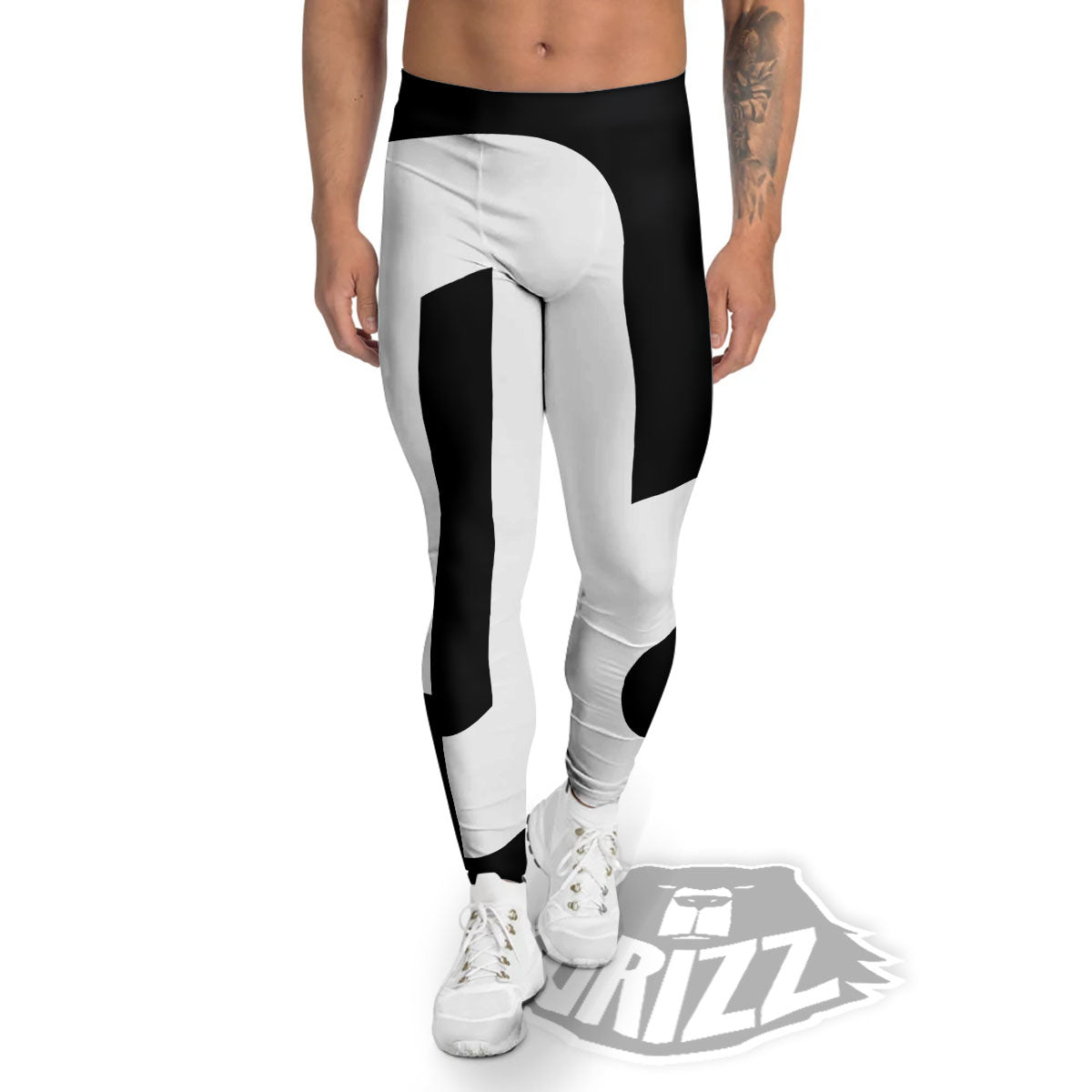 Capricorn Sign Zodiac White And Black Print Men's Leggings-grizzshop