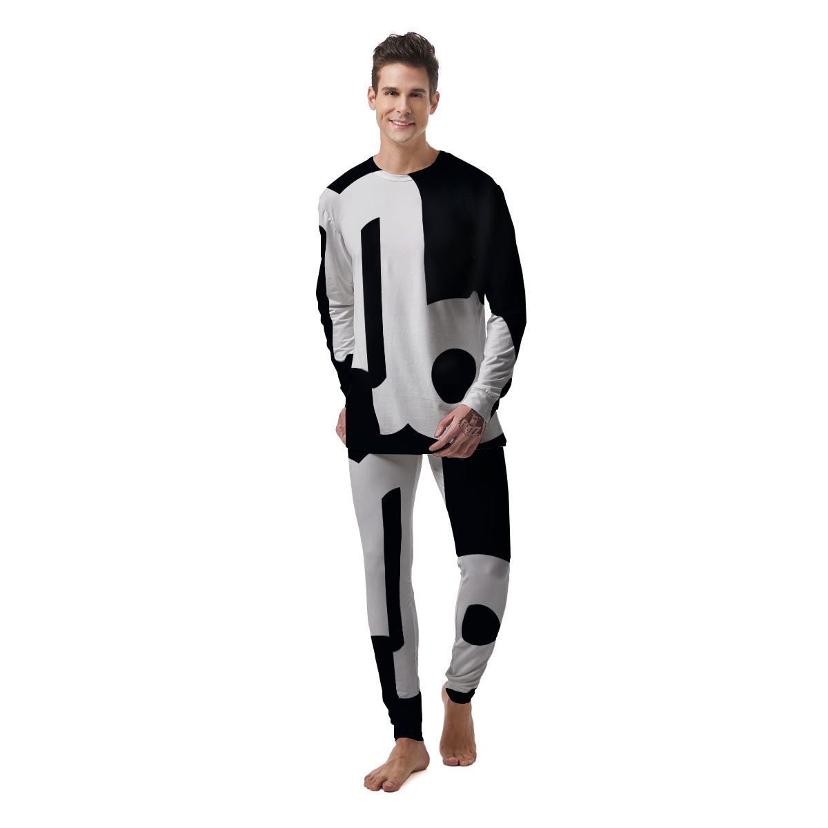 Capricorn Sign Zodiac White And Black Print Men's Pajamas-grizzshop