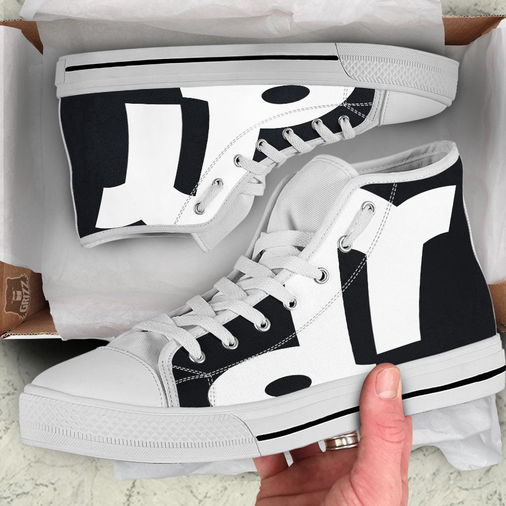 Capricorn Sign Zodiac White And Black Print White High Top Shoes-grizzshop