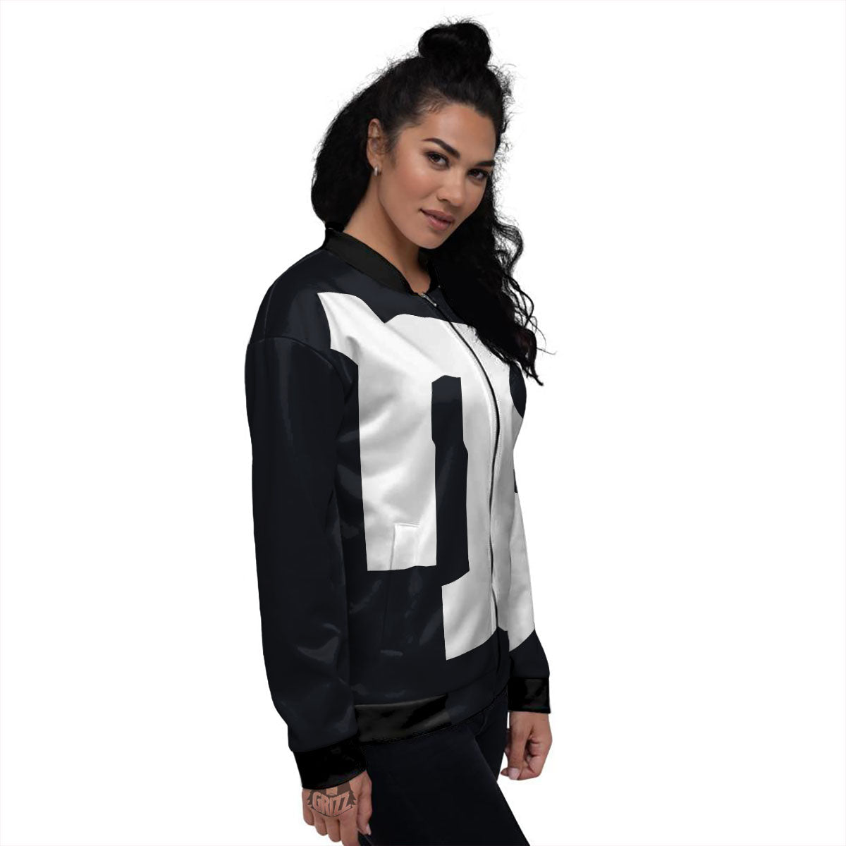 Capricorn Sign Zodiac White And Black Print Women's Bomber Jacket-grizzshop