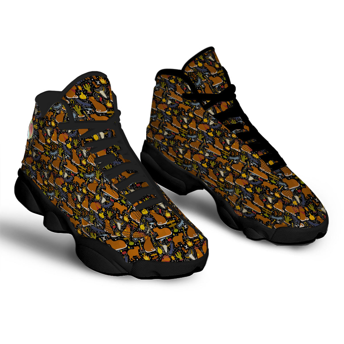 Capybaras Print Pattern Black Basketball Shoes-grizzshop