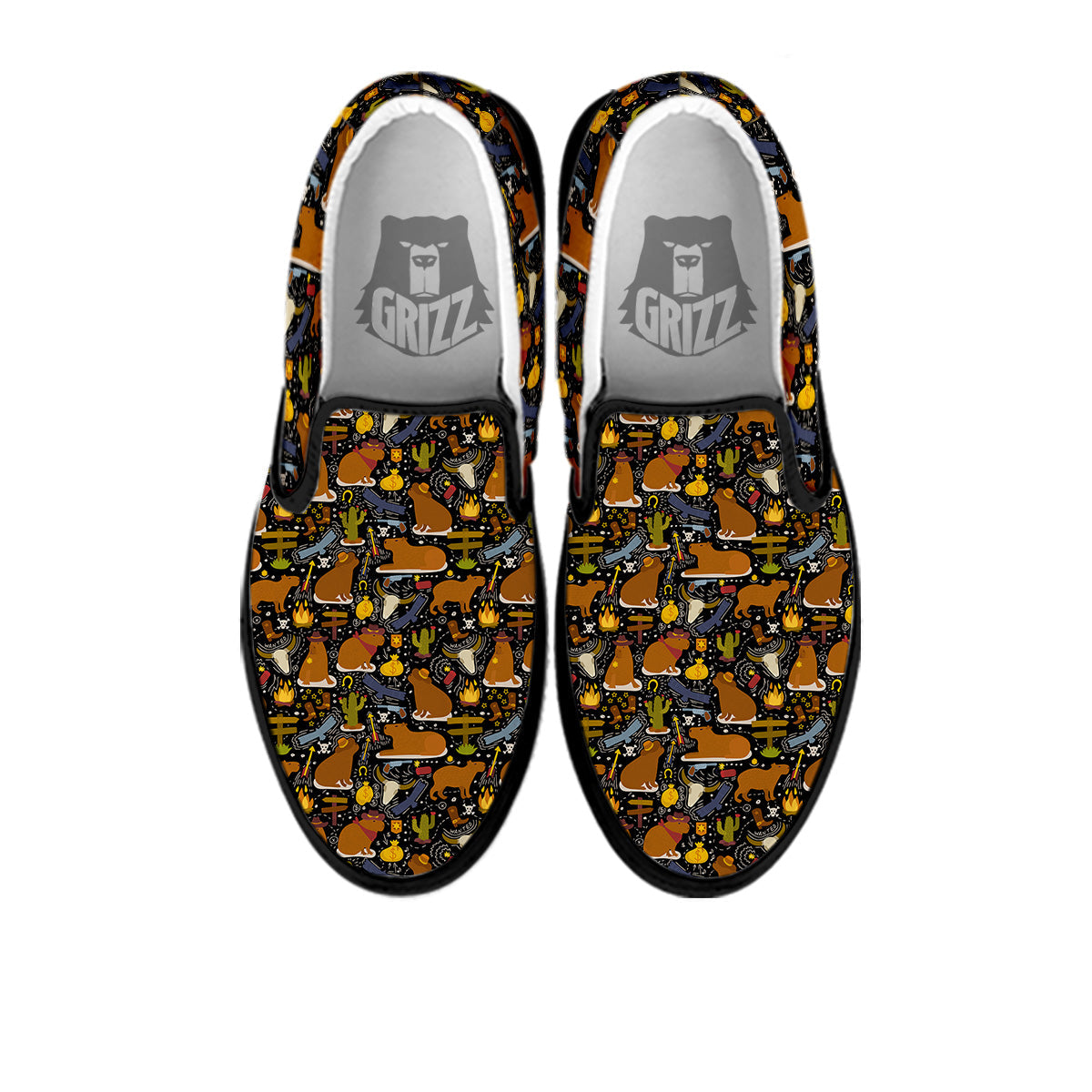 Capybaras Print Pattern Black Slip On Shoes-grizzshop
