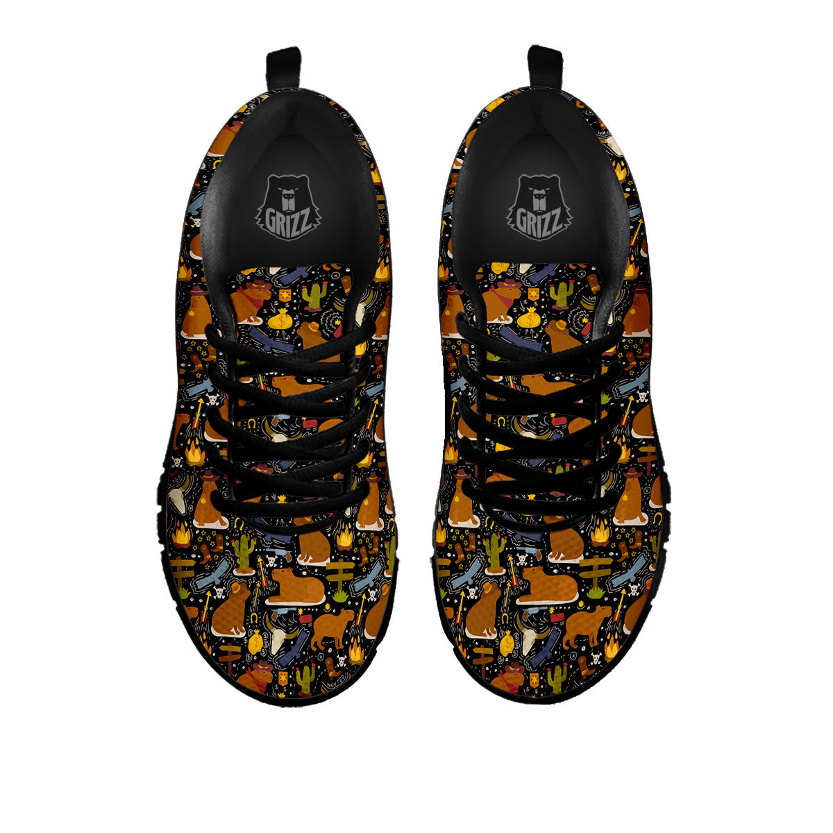 Capybaras Print Pattern Black Sneaker-grizzshop