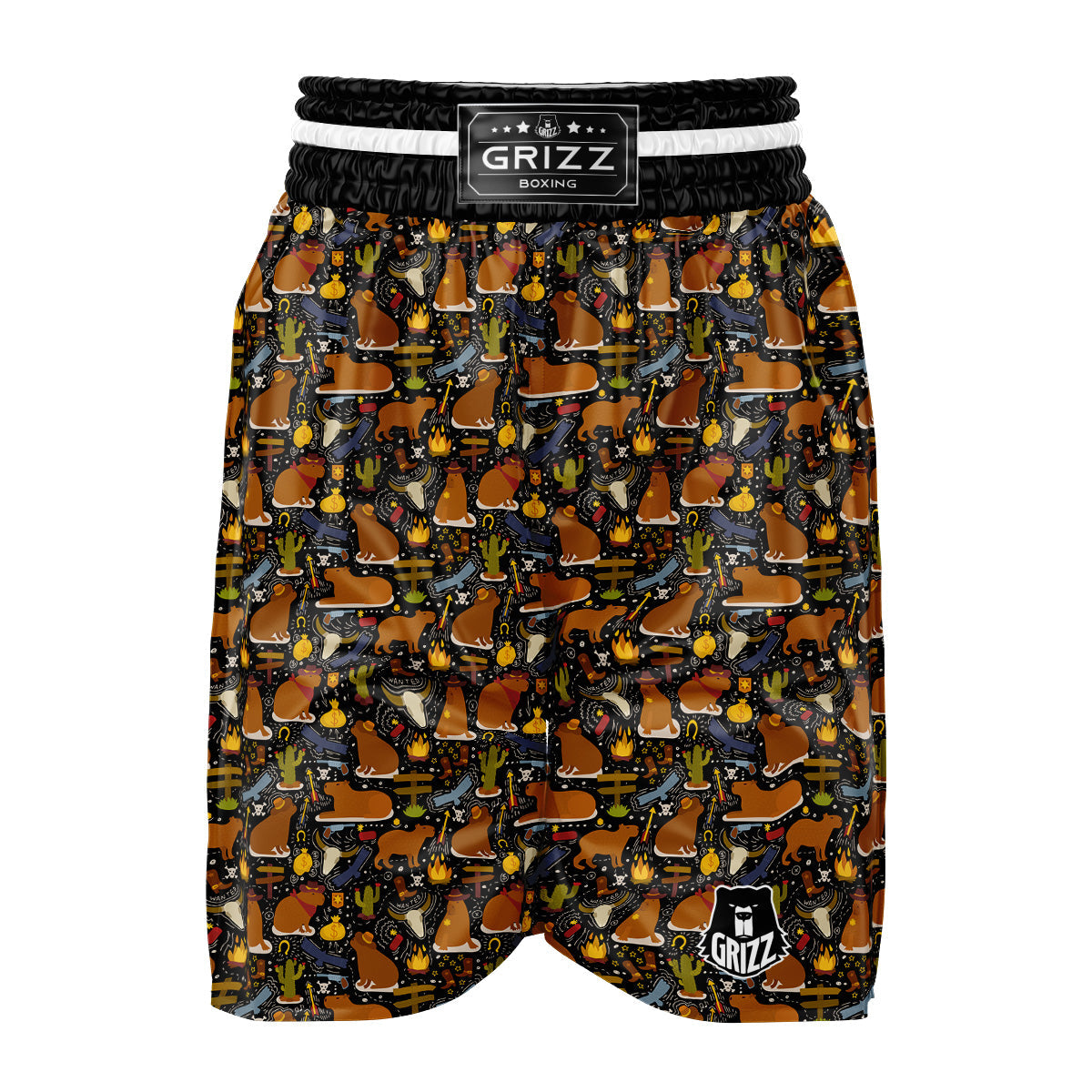 Capybaras Print Pattern Boxing Shorts-grizzshop