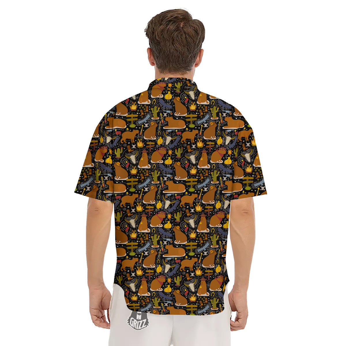 Capybaras Print Pattern Men's Short Sleeve Shirts-grizzshop