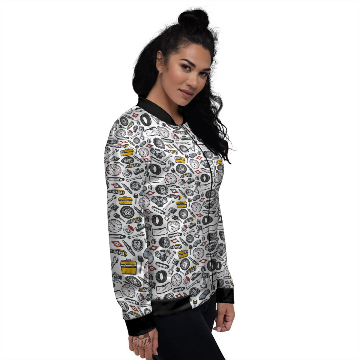 Car Vehicle Accessories Print Pattern Women's Bomber Jacket-grizzshop