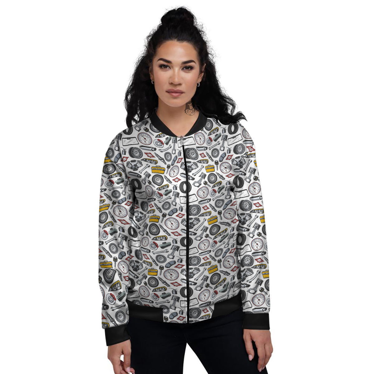 Car Vehicle Accessories Print Pattern Women's Bomber Jacket-grizzshop