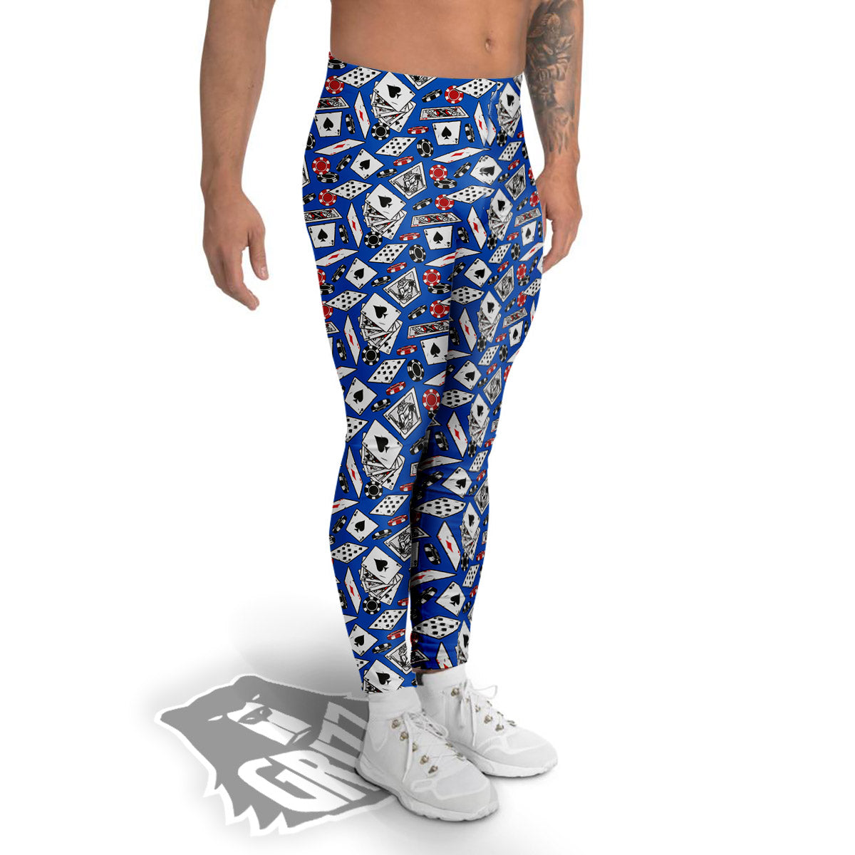 Card And Casino Chip Print Pattern Men's Leggings-grizzshop