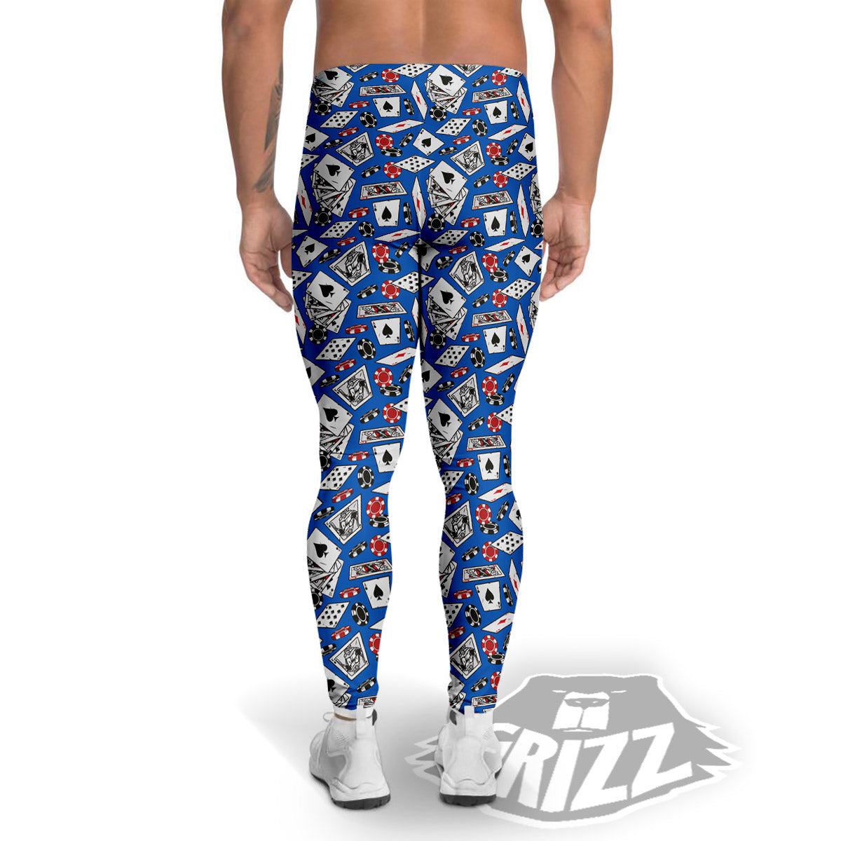 Card And Casino Chip Print Pattern Men's Leggings-grizzshop