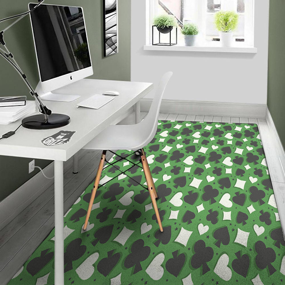 Card Suits Green Playing Print Pattern Floor Mat-grizzshop