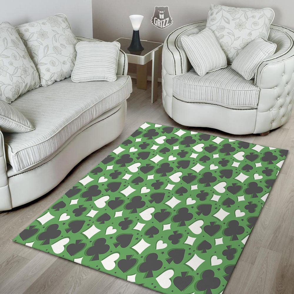 Card Suits Green Playing Print Pattern Floor Mat-grizzshop