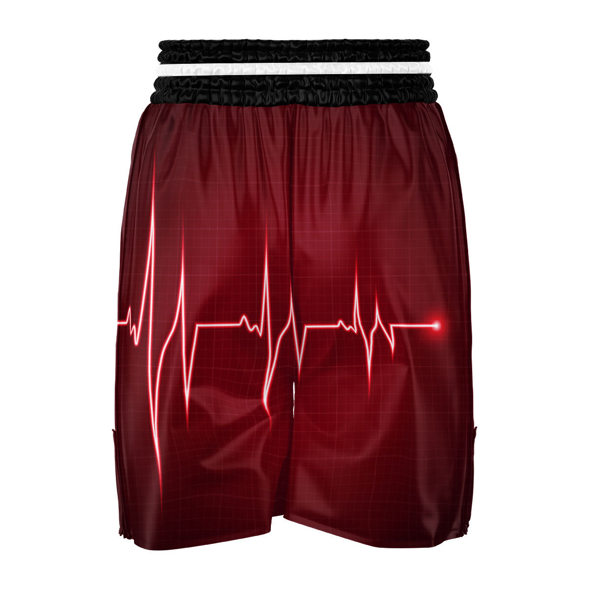 Cardiogram Heartbeat Print Boxing Shorts-grizzshop