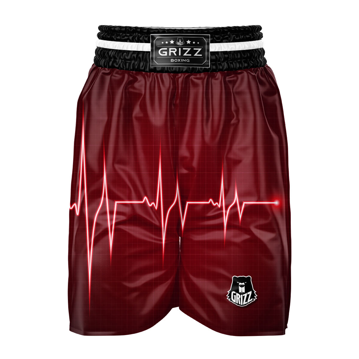 Cardiogram Heartbeat Print Boxing Shorts-grizzshop