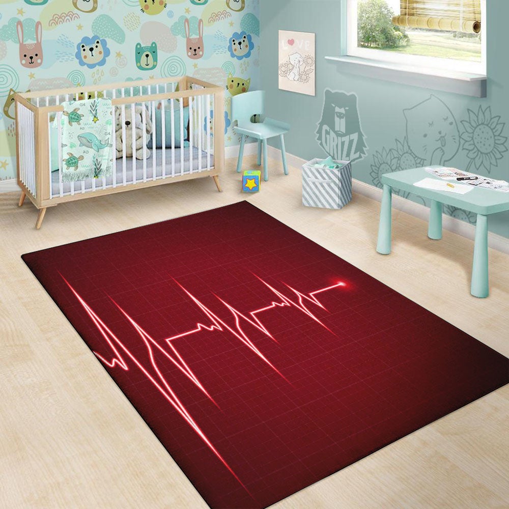 Cardiogram Heartbeat Print Floor Mat-grizzshop