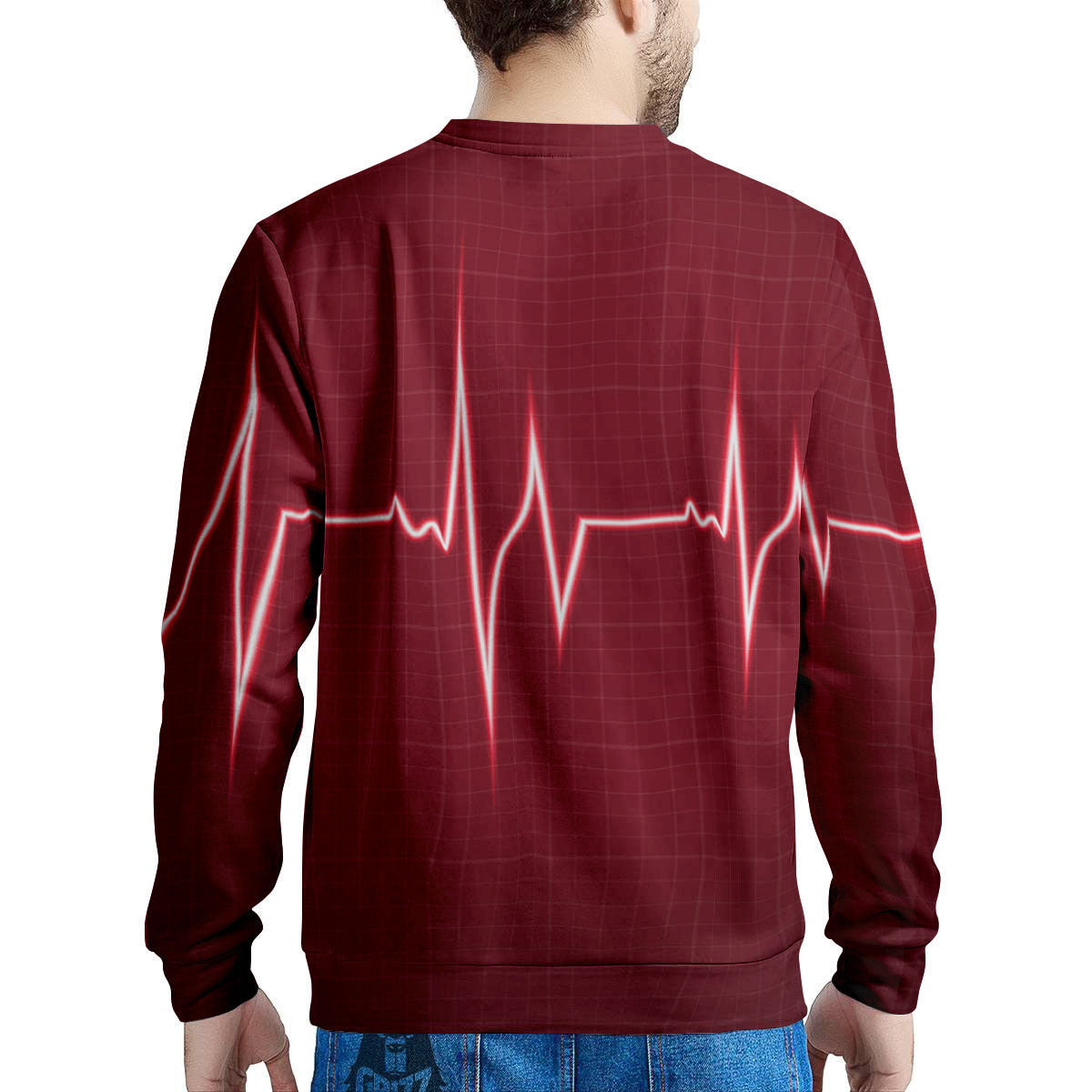 Cardiogram Heartbeat Print Men's Sweatshirt-grizzshop