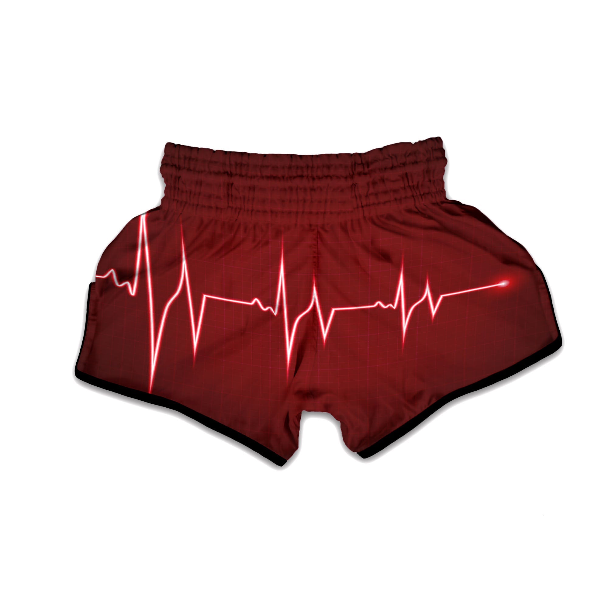 Cardiogram Heartbeat Print Muay Thai Boxing Shorts-grizzshop