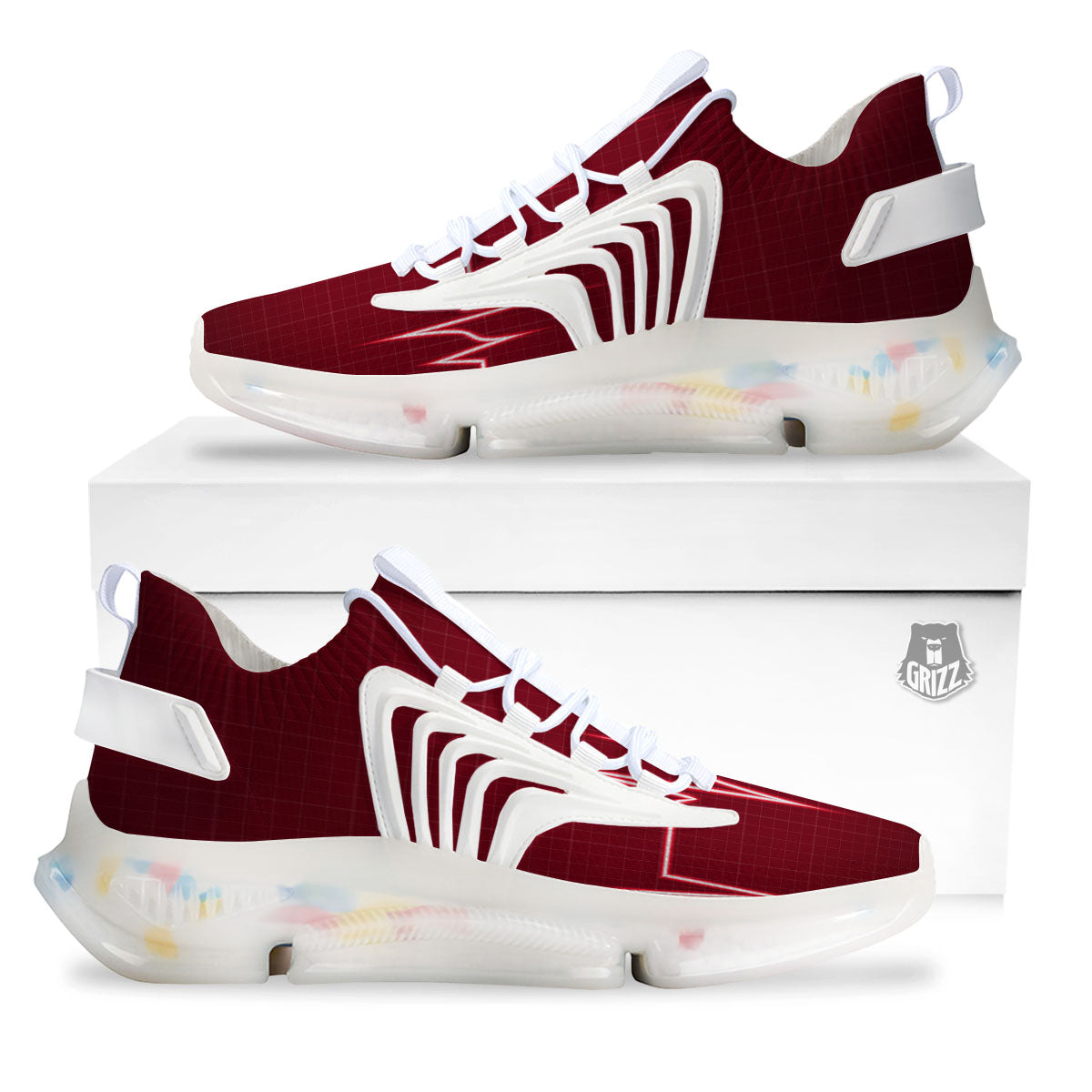 Cardiogram Heartbeat Print White Gym Shoes-grizzshop