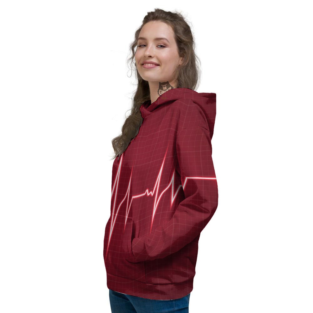 Cardiogram Heartbeat Print Women's Hoodie-grizzshop