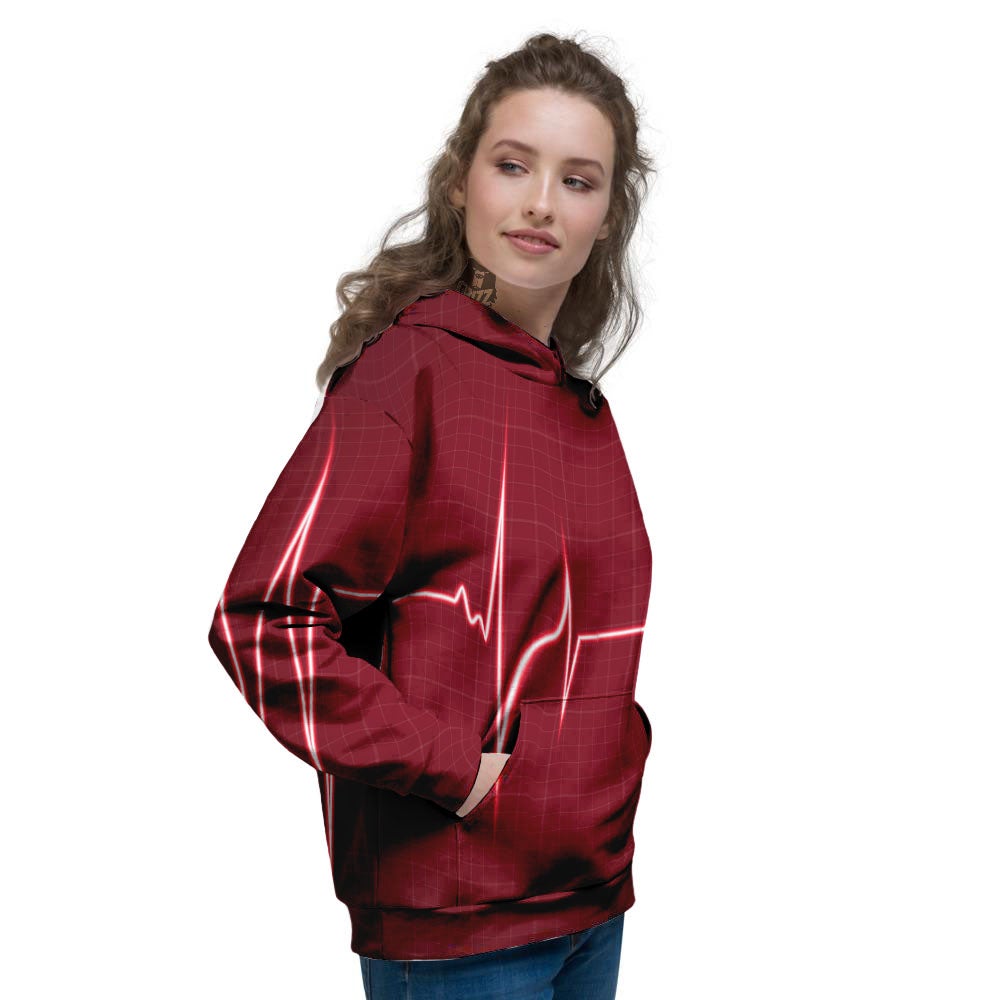 Cardiogram Heartbeat Print Women's Hoodie-grizzshop