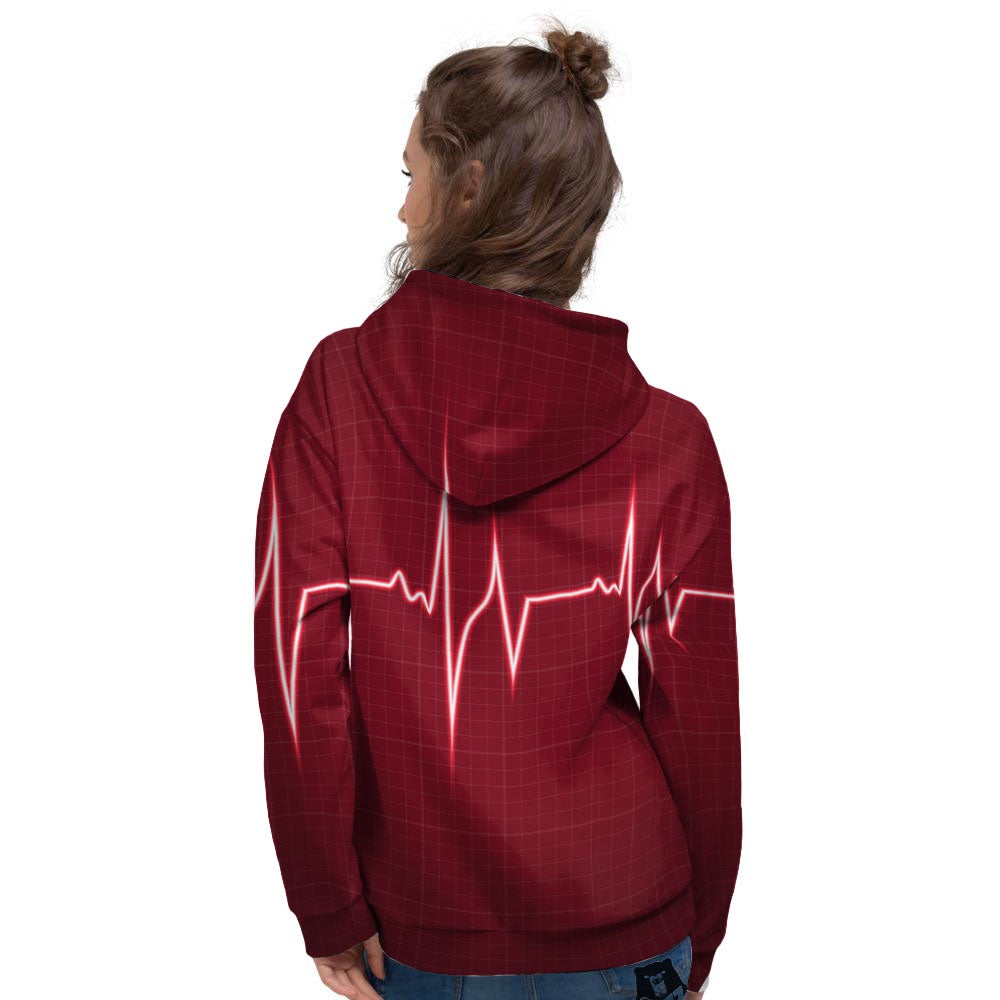 Cardiogram Heartbeat Print Women's Hoodie-grizzshop