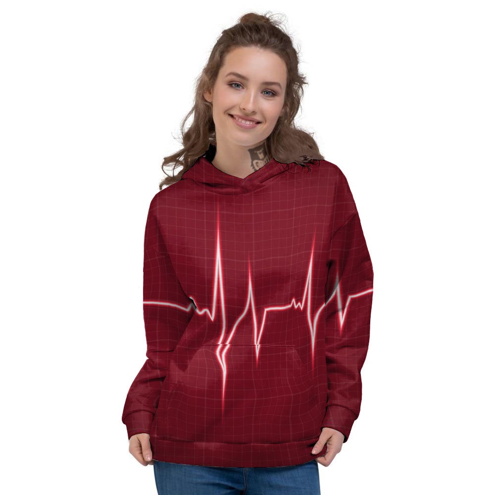 Cardiogram Heartbeat Print Women's Hoodie-grizzshop