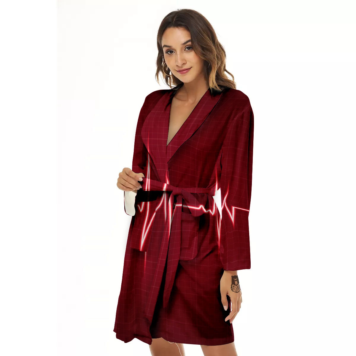 Cardiogram Heartbeat Print Women's Robe-grizzshop
