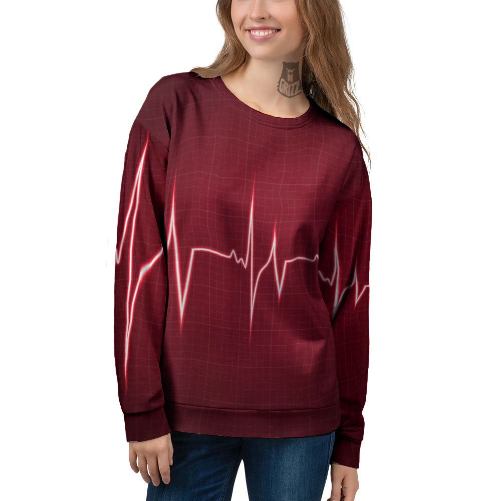 Cardiogram Heartbeat Print Women's Sweatshirt-grizzshop