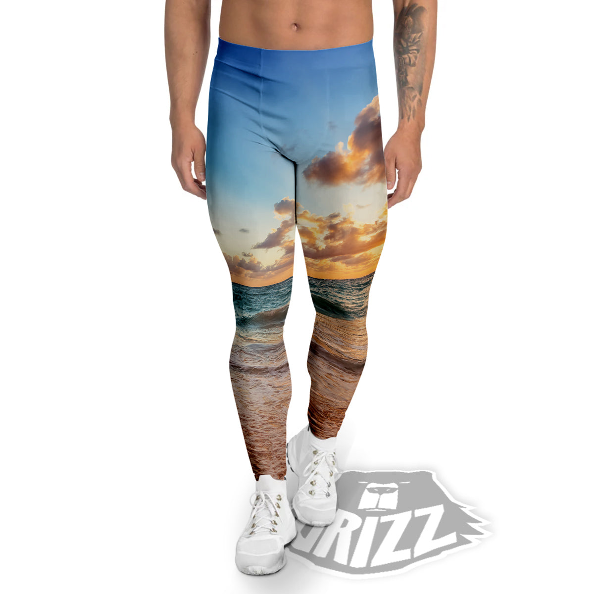 Caribbean Ocean Print Men's Leggings-grizzshop