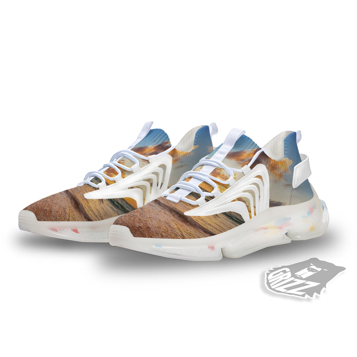 Caribbean Ocean Print White Gym Shoes-grizzshop