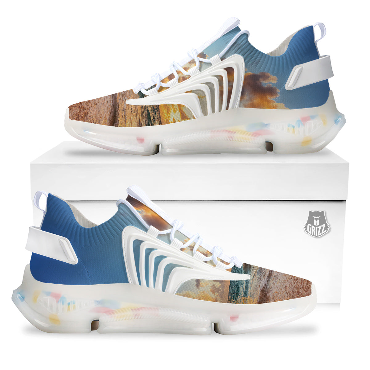 Caribbean Ocean Print White Gym Shoes-grizzshop