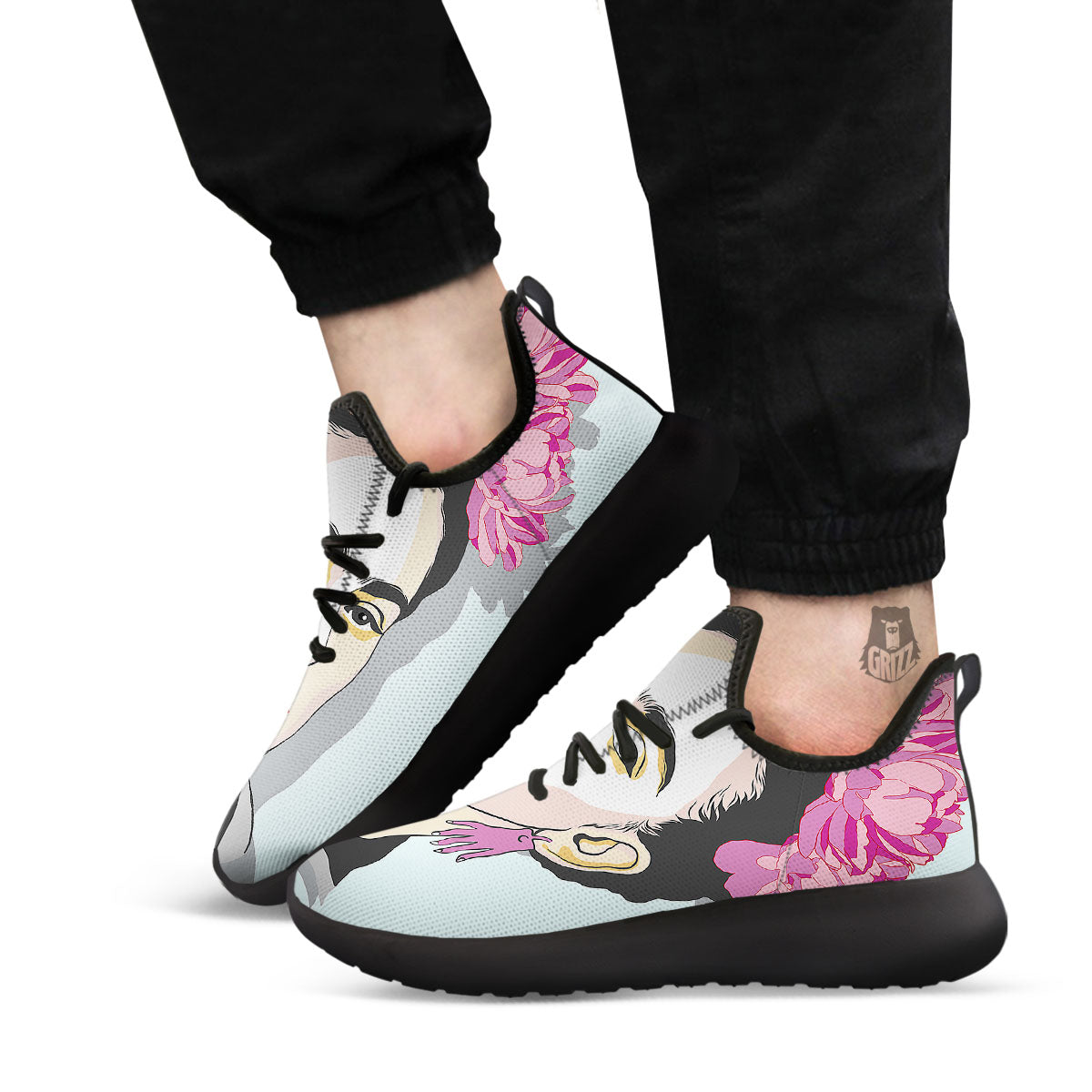 Carmen Frida Kahlo Magdalena Print Black Athletic Shoes-grizzshop