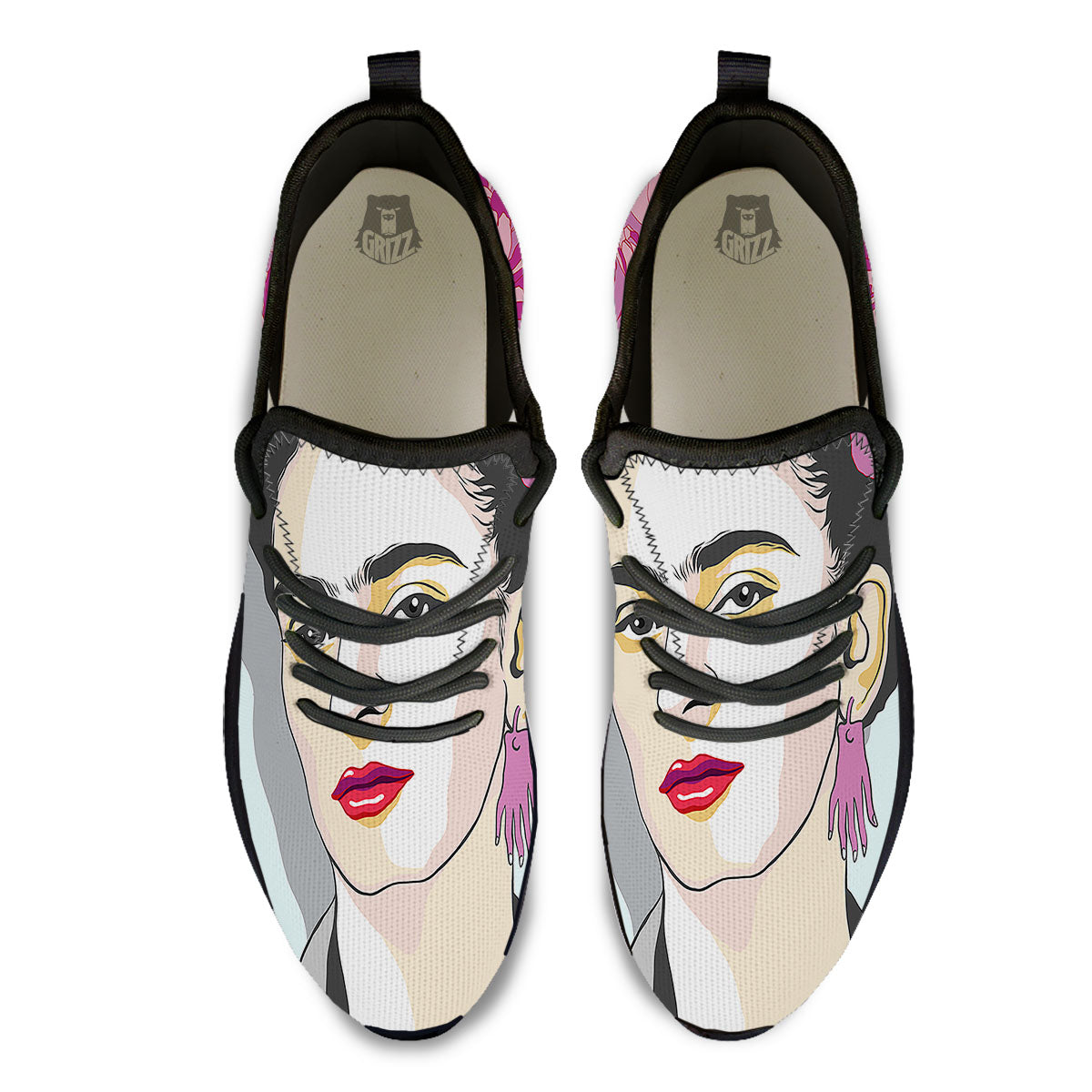 Carmen Frida Kahlo Magdalena Print Black Athletic Shoes-grizzshop