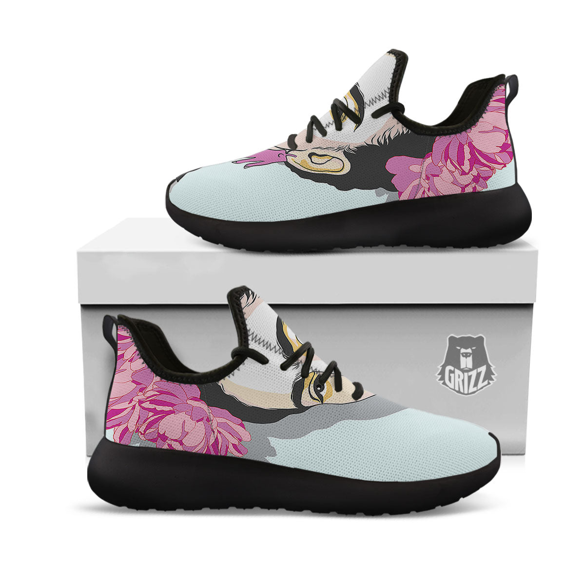 Carmen Frida Kahlo Magdalena Print Black Athletic Shoes-grizzshop