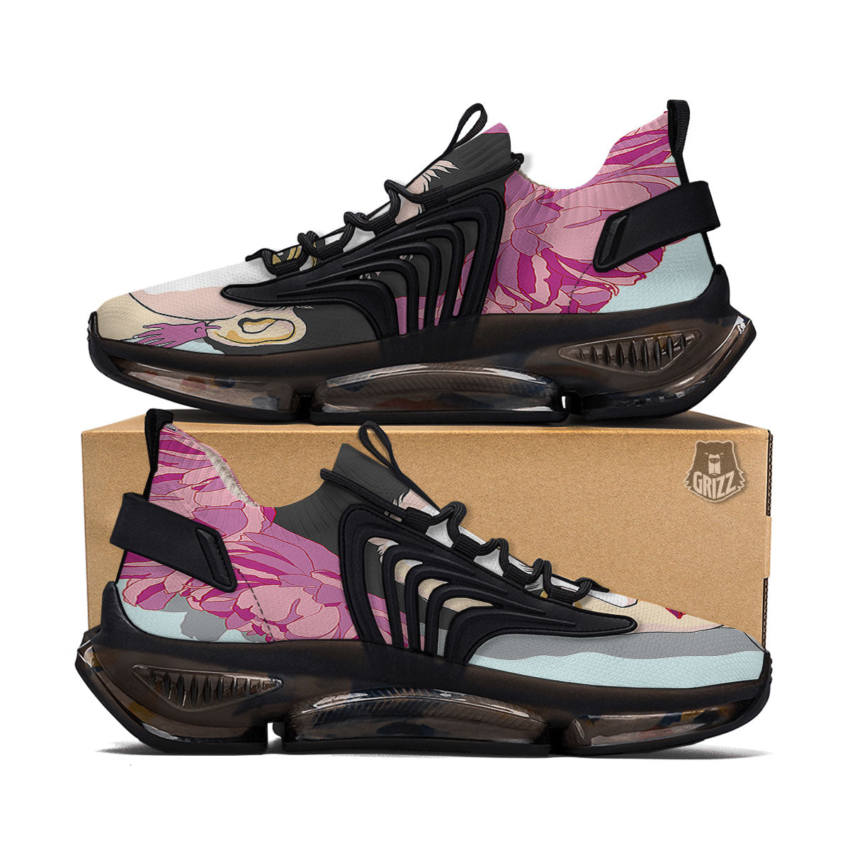 Carmen Frida Kahlo Magdalena Print Black Gym Shoes-grizzshop
