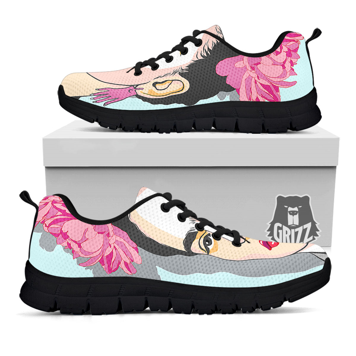 Carmen Frida Kahlo Magdalena Print Black Sneaker-grizzshop