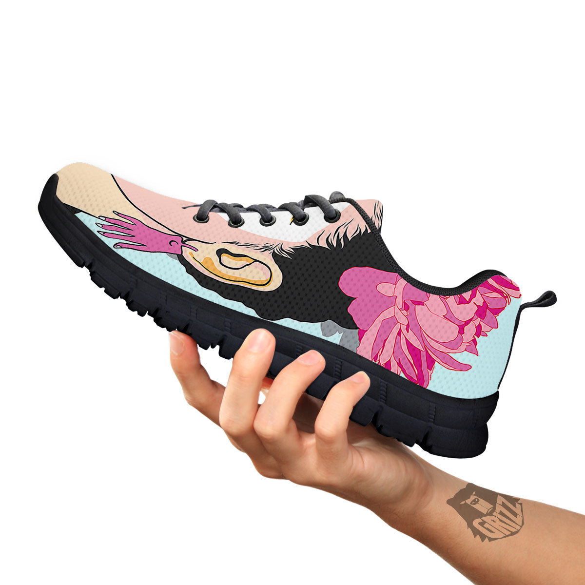 Carmen Frida Kahlo Magdalena Print Black Sneaker-grizzshop