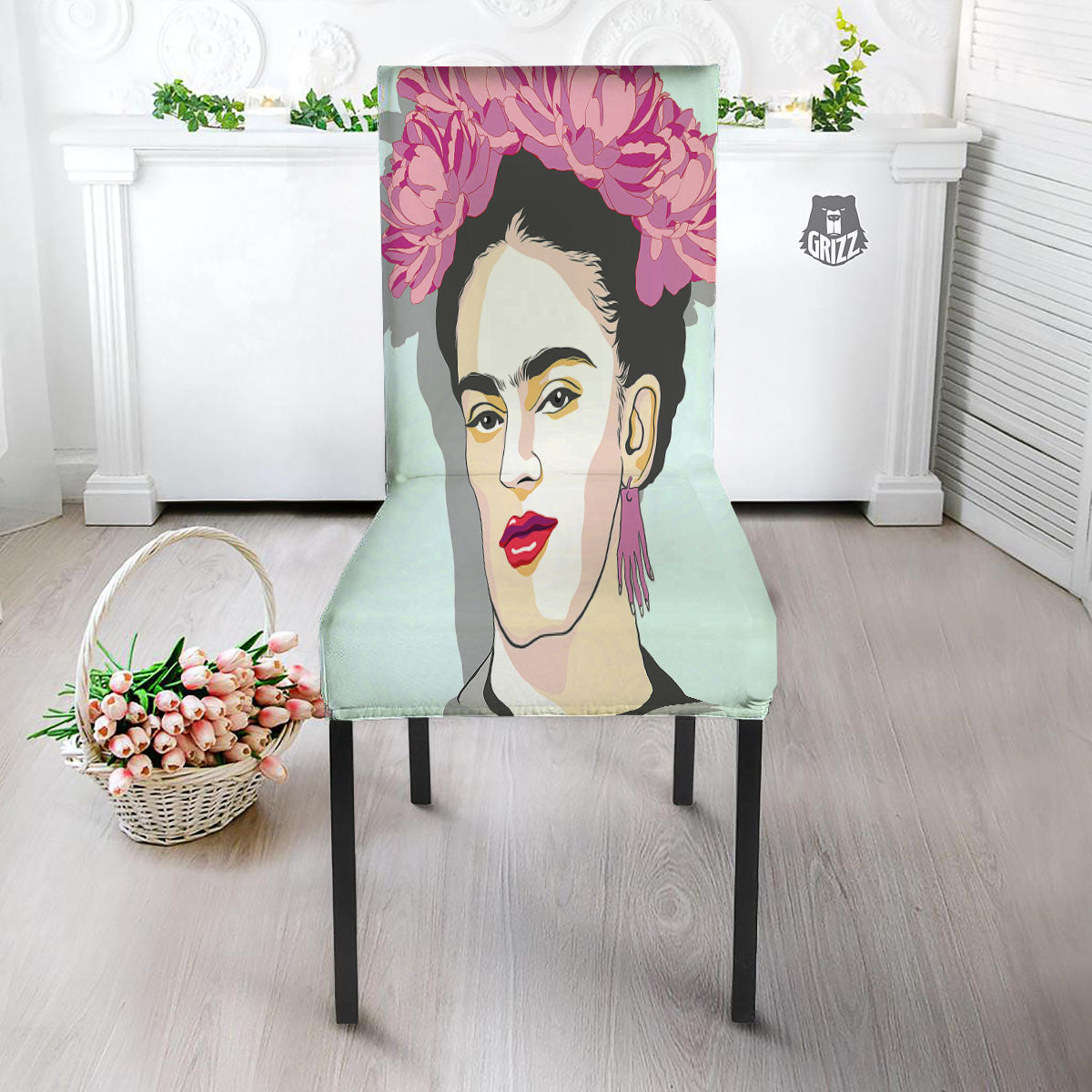 Carmen Frida Kahlo Magdalena Print Dining Chair Slipcover-grizzshop