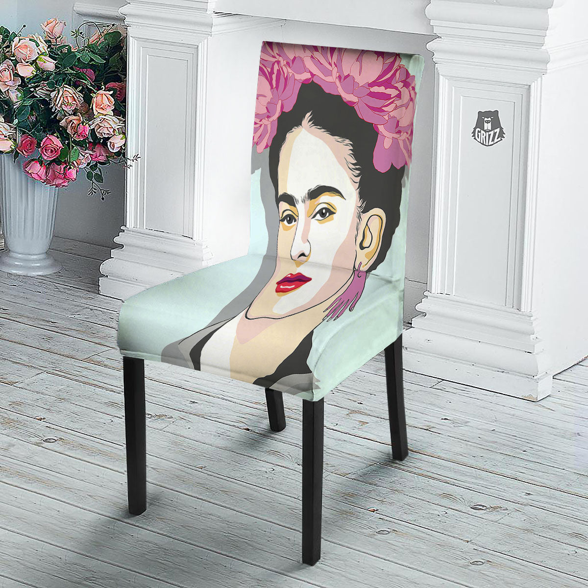 Carmen Frida Kahlo Magdalena Print Dining Chair Slipcover-grizzshop