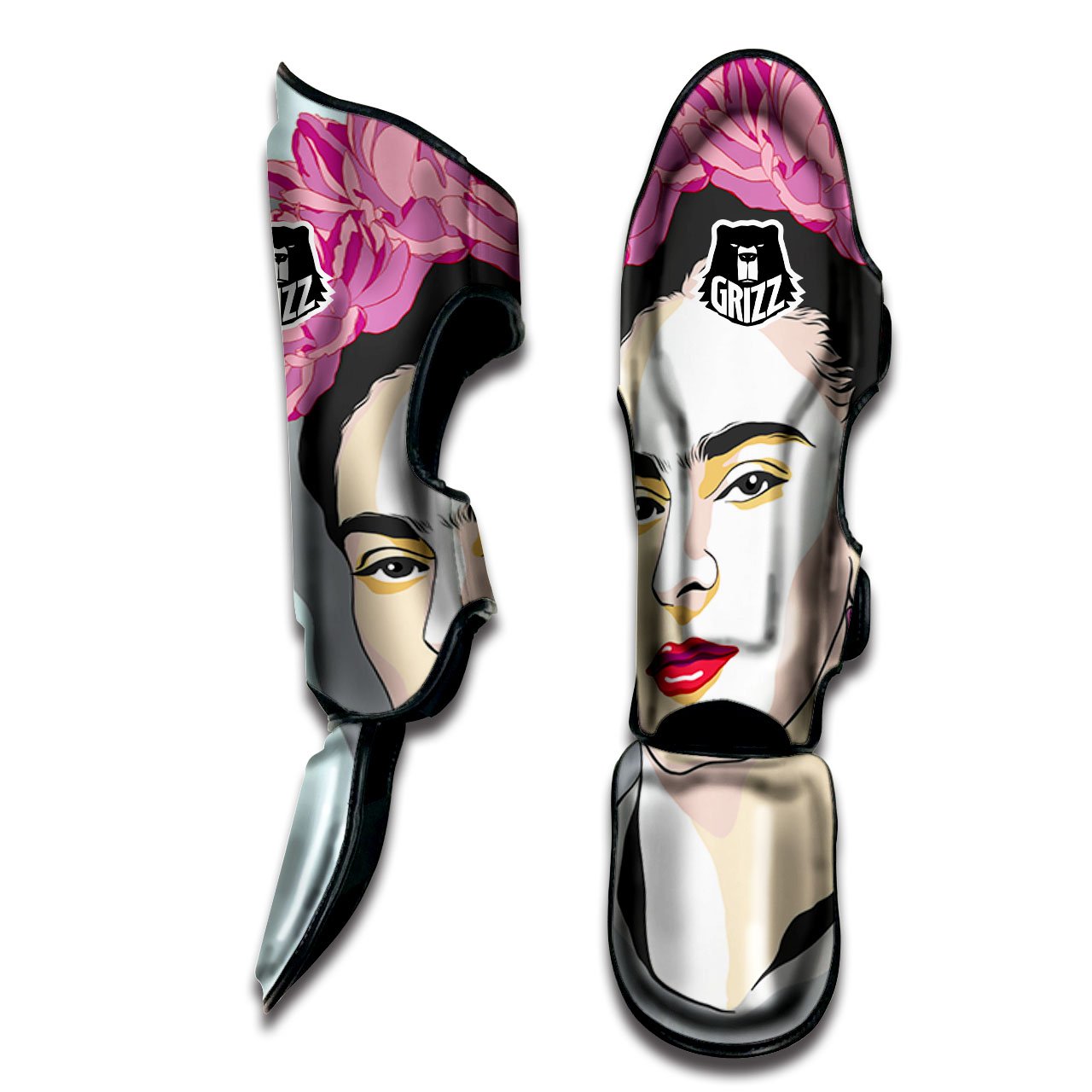 Carmen Frida Kahlo Magdalena Print Muay Thai Shin Guards-grizzshop