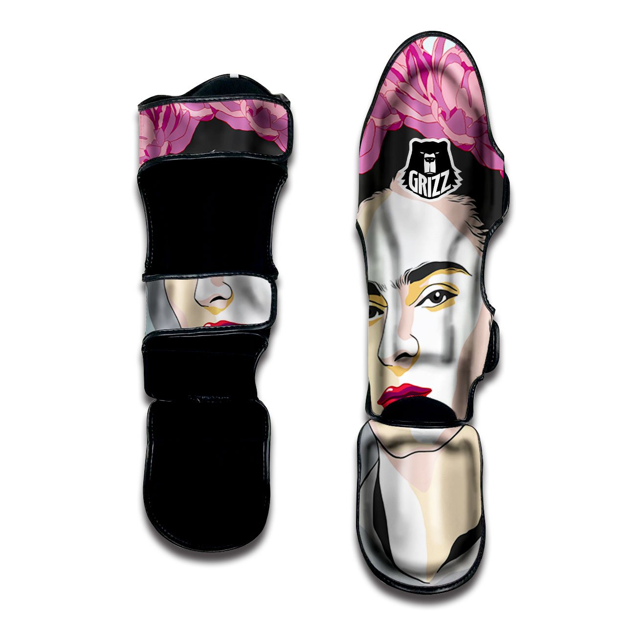 Carmen Frida Kahlo Magdalena Print Muay Thai Shin Guards-grizzshop