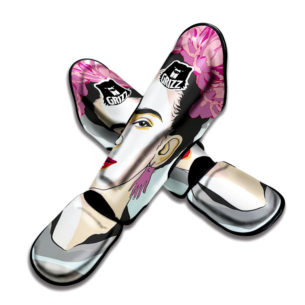 Carmen Frida Kahlo Magdalena Print Muay Thai Shin Guards-grizzshop
