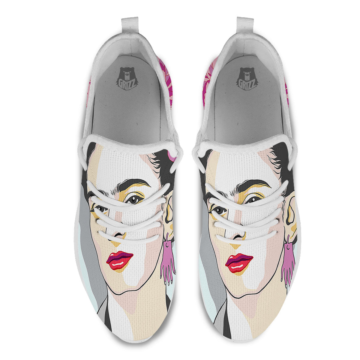 Carmen Frida Kahlo Magdalena Print White Athletic Shoes-grizzshop