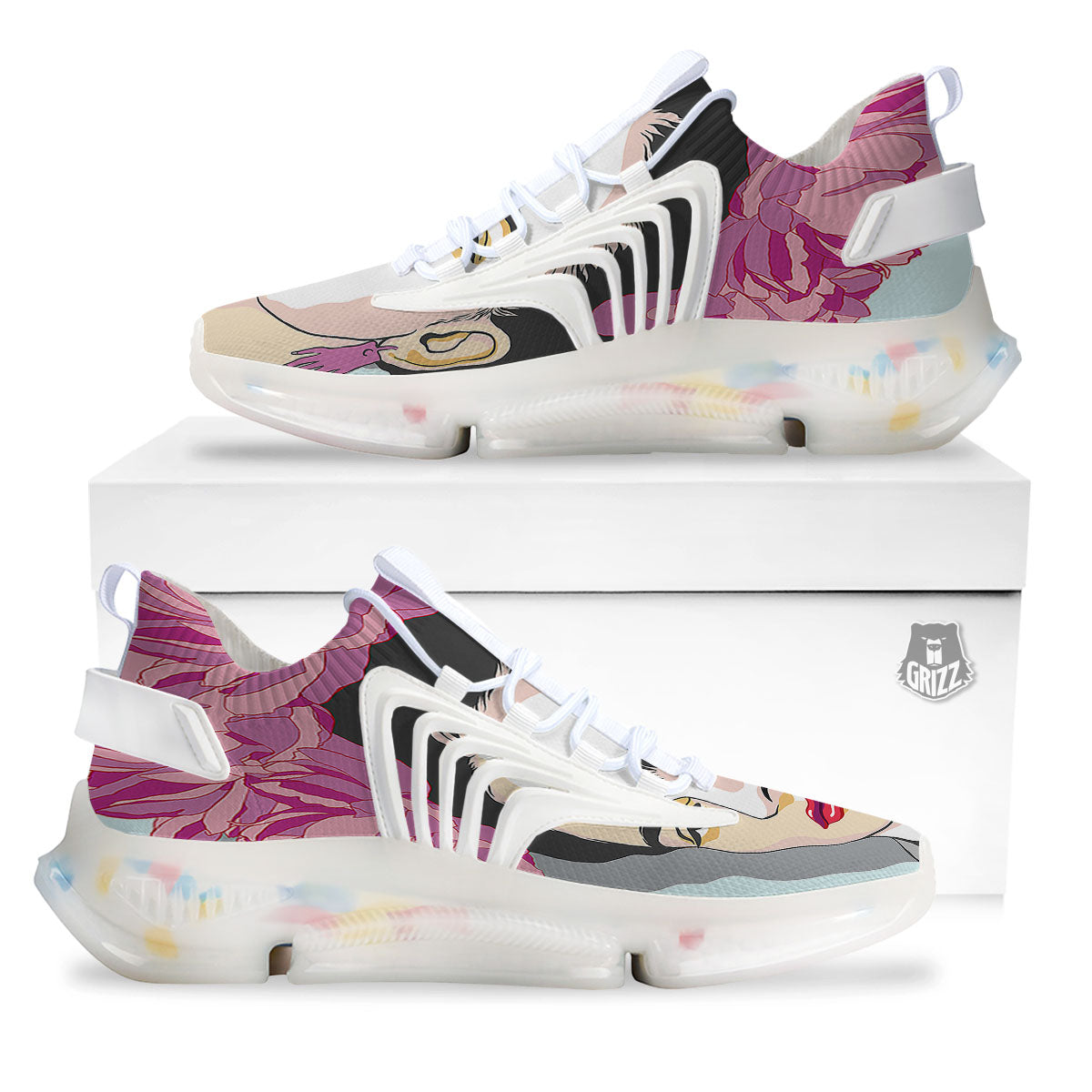 Carmen Frida Kahlo Magdalena Print White Gym Shoes-grizzshop