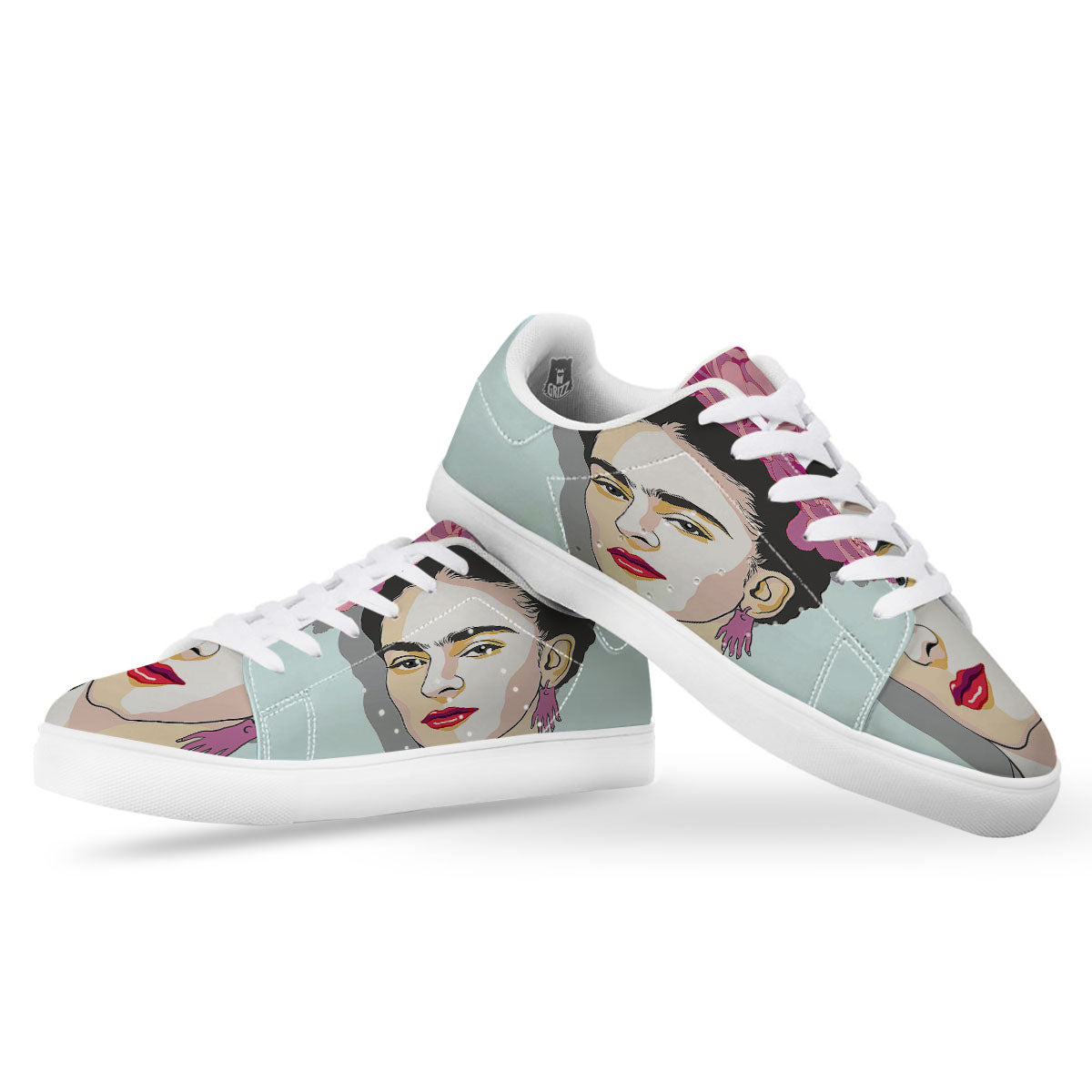 Carmen Frida Kahlo Magdalena Print White Low Top Sneakers-grizzshop