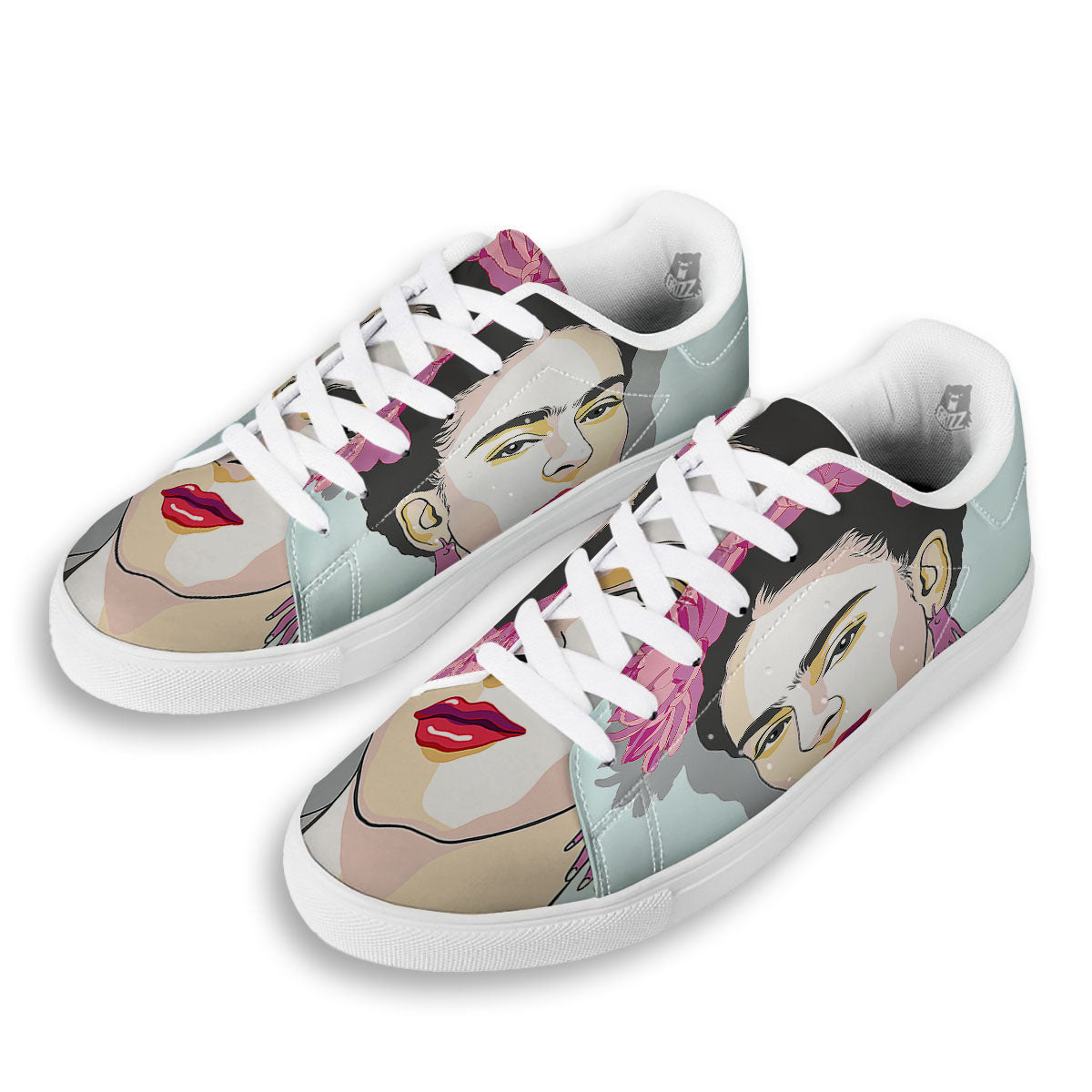 Carmen Frida Kahlo Magdalena Print White Low Top Sneakers-grizzshop