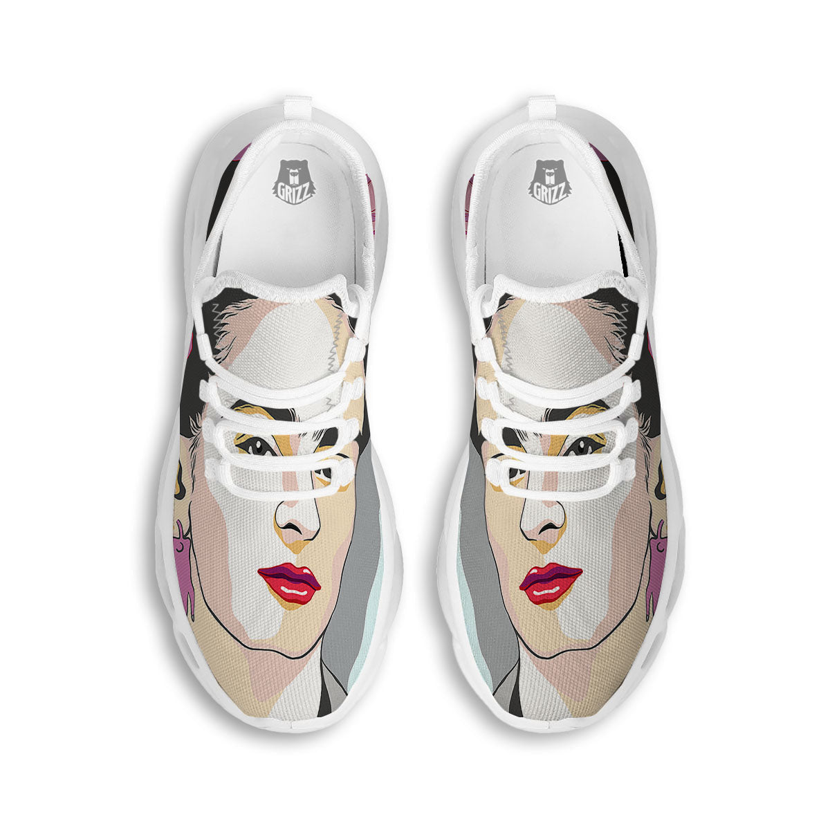 Carmen Frida Kahlo Magdalena Print White Running Shoes-grizzshop