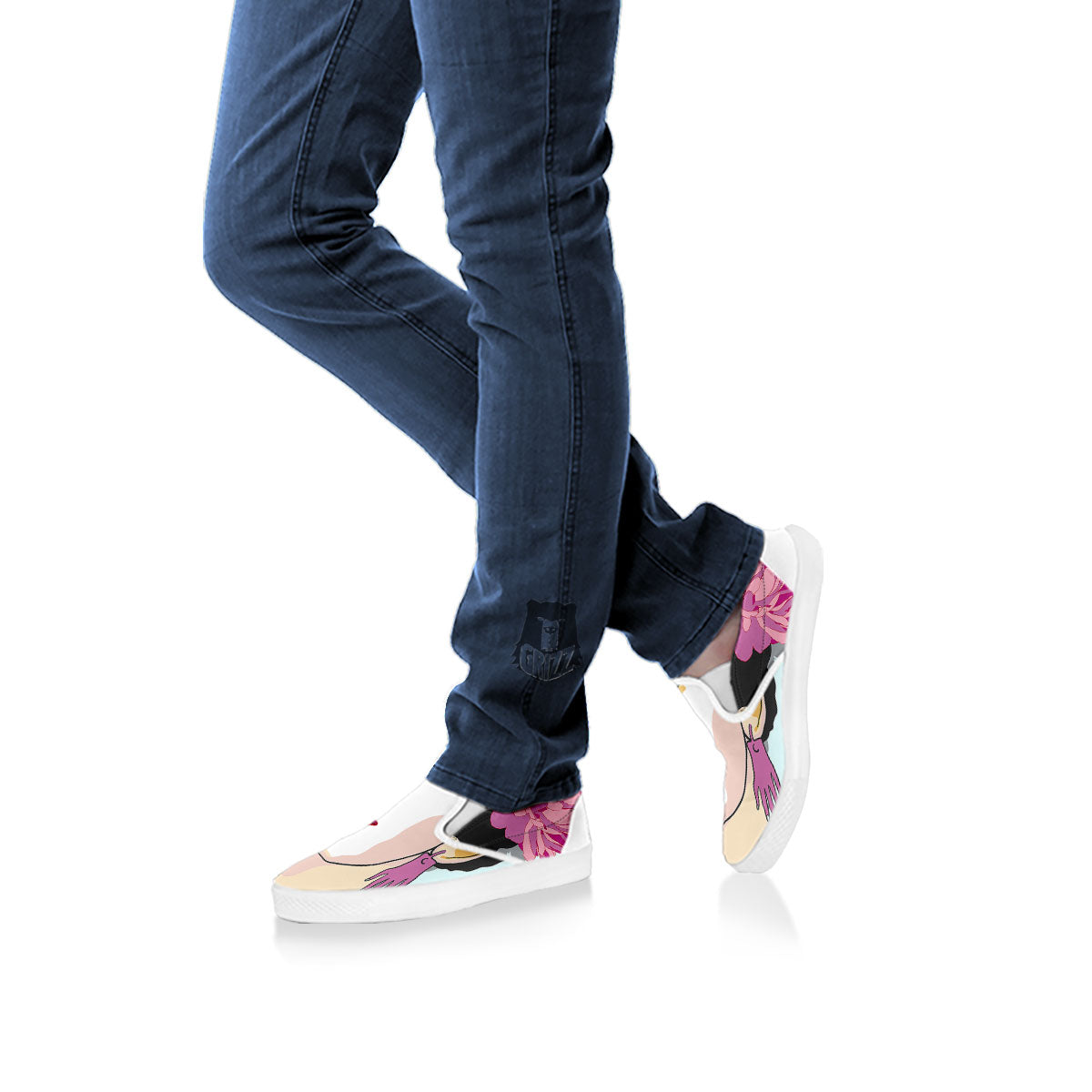 Carmen Frida Kahlo Magdalena Print White Slip On Shoes-grizzshop