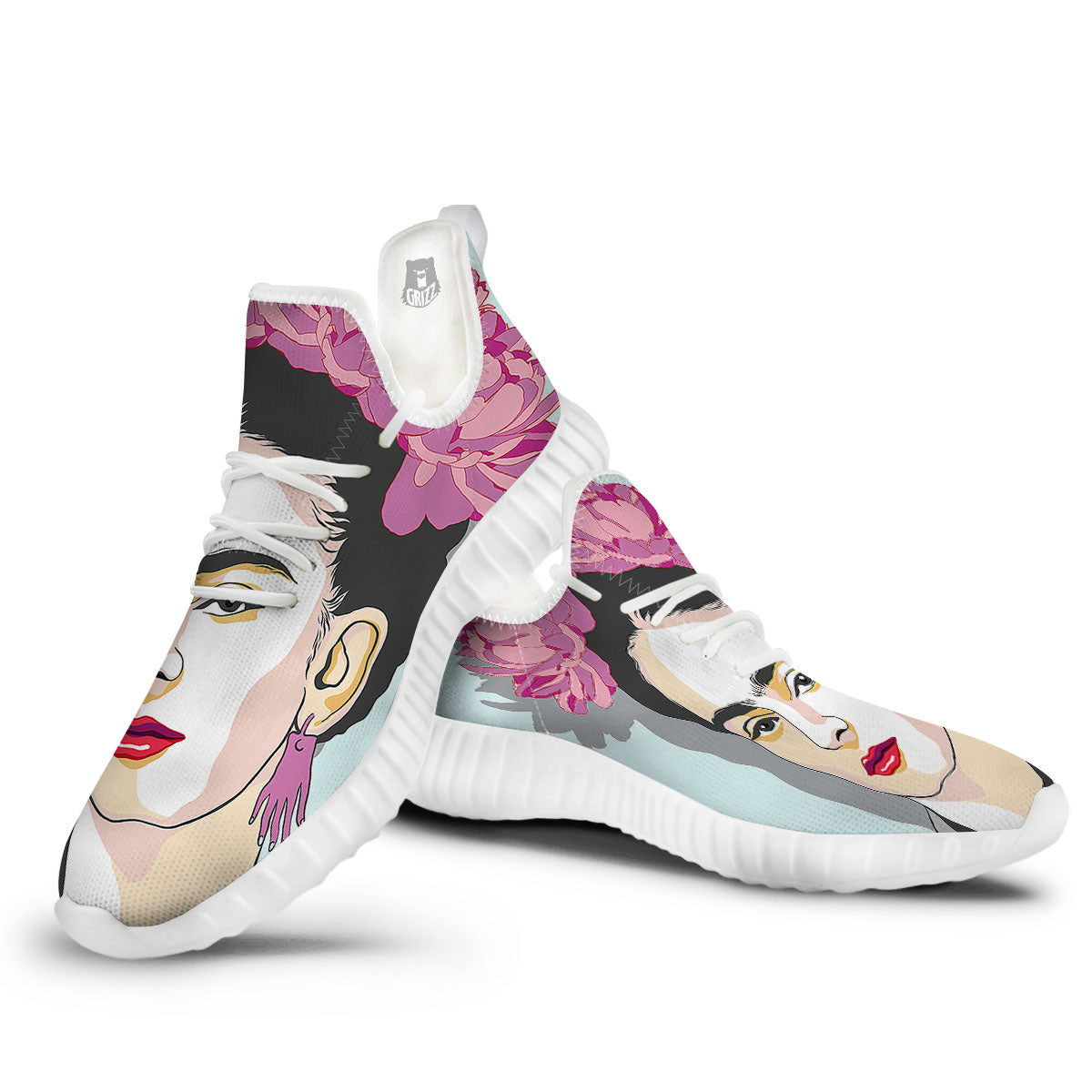 Carmen Frida Kahlo Magdalena Print White Walking Shoes-grizzshop