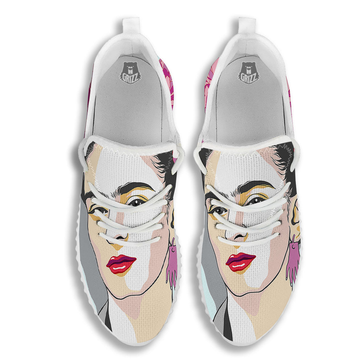 Carmen Frida Kahlo Magdalena Print White Walking Shoes-grizzshop