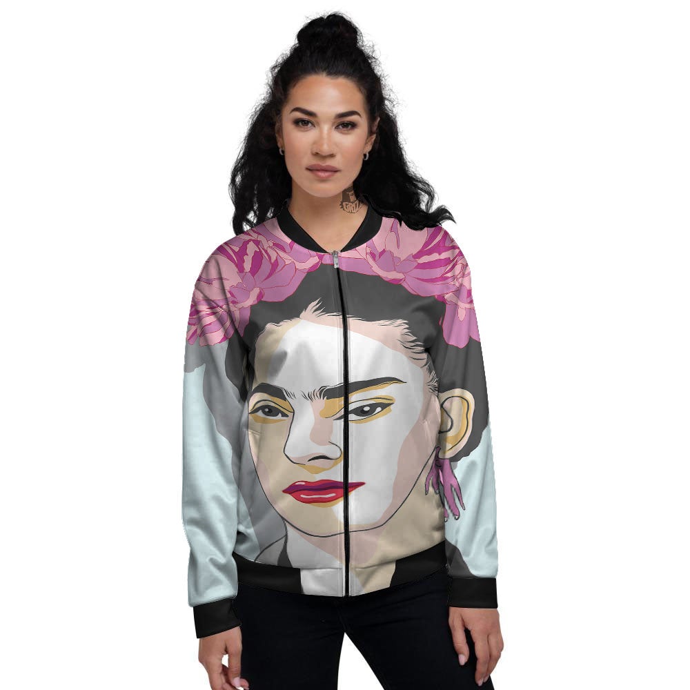 Carmen Frida Kahlo Magdalena Print Women's Bomber Jacket-grizzshop
